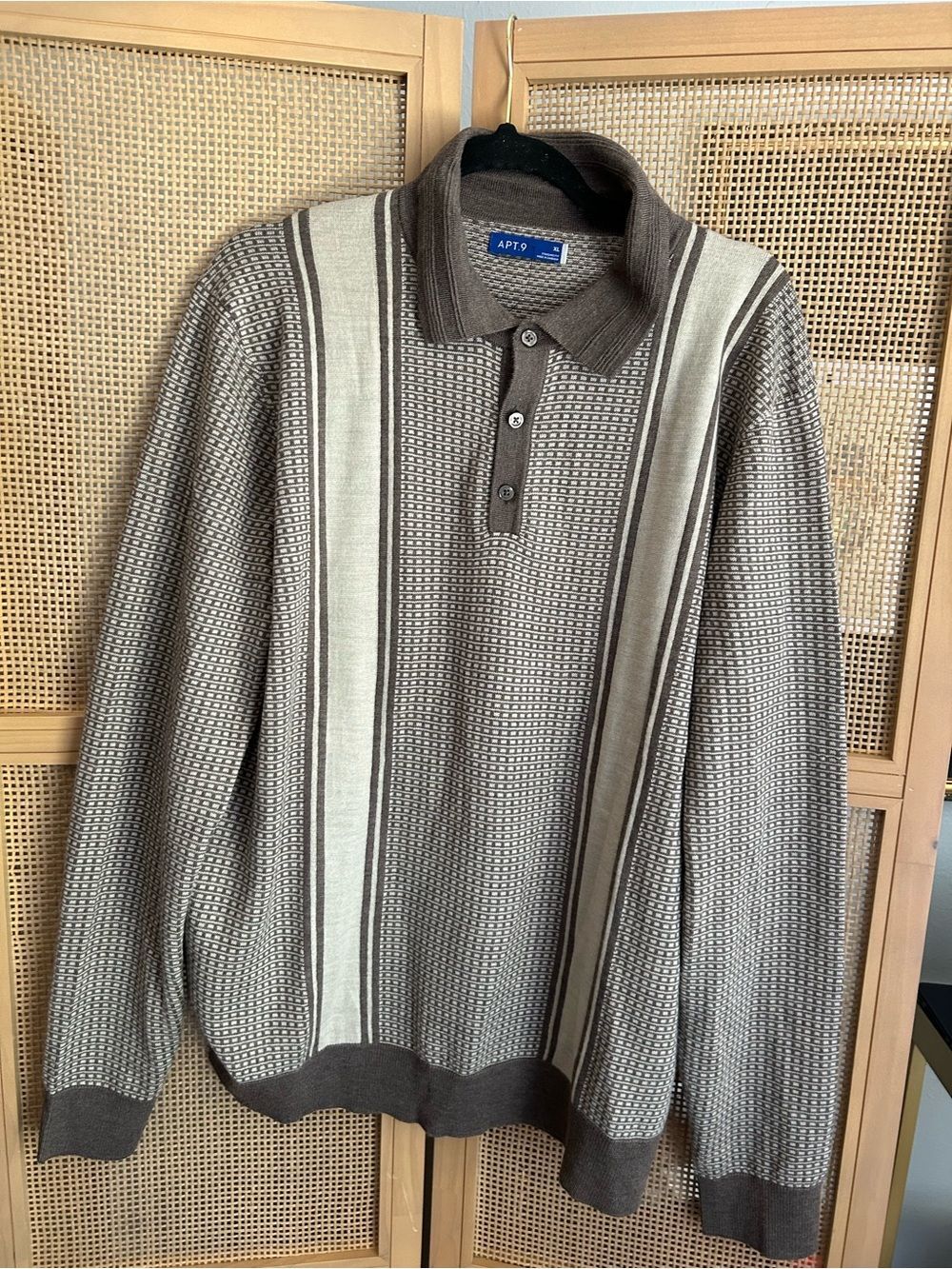 Apt. 9 NWOT Brown Knit Polo Sweater Men's XL Preppy Coastal Grandpa - Picture 3 of 4